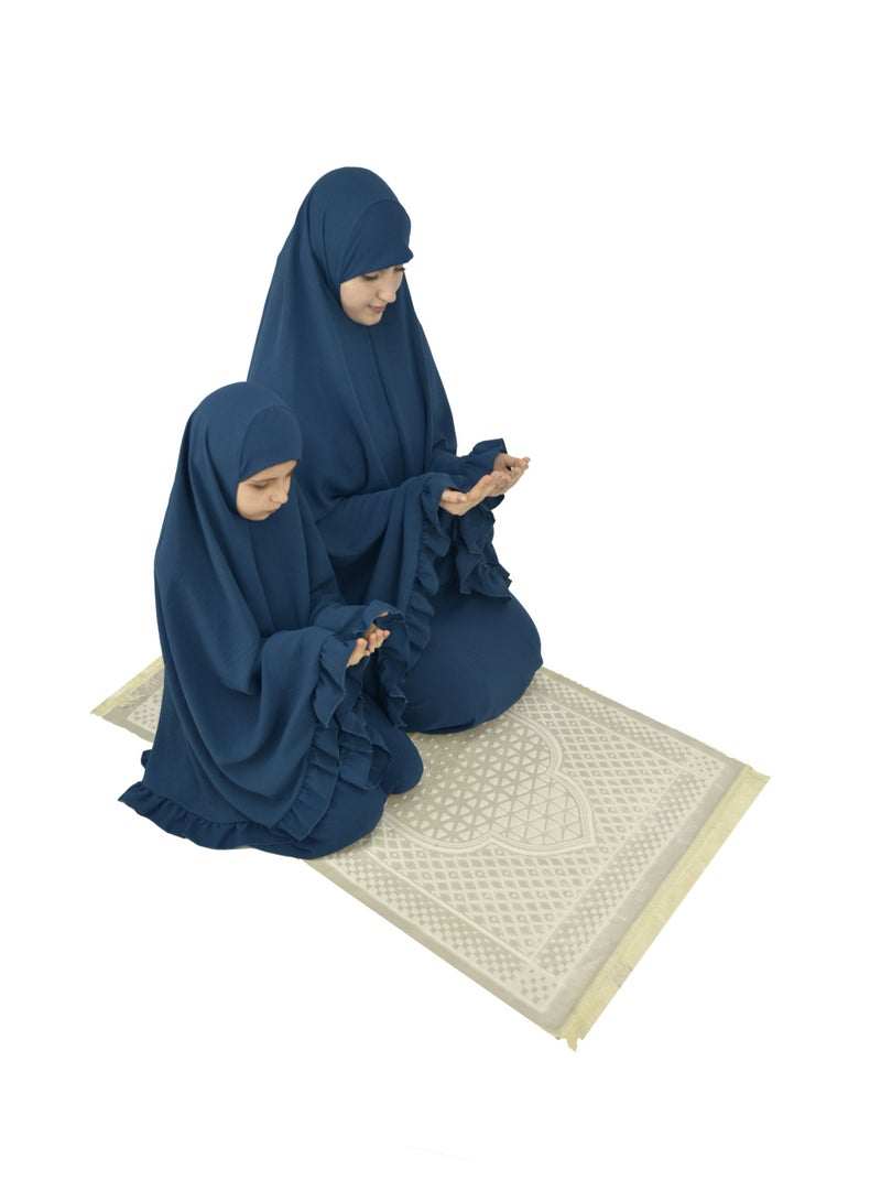  داماس كولكشن طقم صلاة للاطفال اوالامهات حجاب وتنورة - طقم ملابس الصلاة للبنات والامهات - اسدال  صلاة - لبس صلاة - لباس الصلاة - Image 3